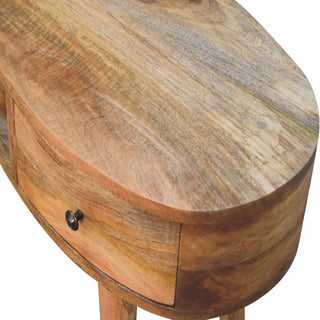 Waverly Writing Desk Mango Wood Wave-Shaped Top Dual Mini Drawers With Open Slot