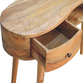 Waverly Writing Desk Mango Wood Wave-Shaped Top Dual Mini Drawers With Open Slot