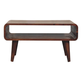 Tove Media Unit Chestnut Finish Single Open Shelf Tapered Legs