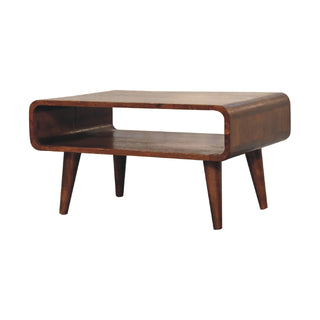 Tove Media Unit Chestnut Finish Single Open Shelf Tapered Legs