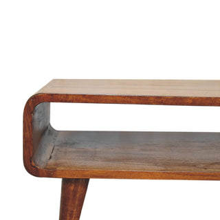 Tove Media Unit Chestnut Finish Single Open Shelf Tapered Legs