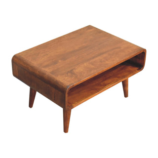 Tove Media Unit Chestnut Finish Single Open Shelf Tapered Legs