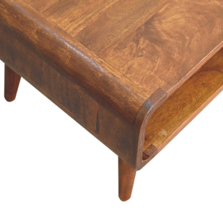 Tove Media Unit Chestnut Finish Single Open Shelf Tapered Legs