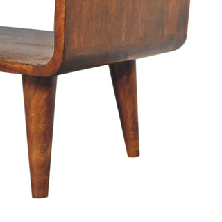 Tove Media Unit Chestnut Finish Single Open Shelf Tapered Legs