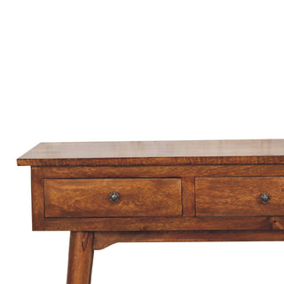 Crest Console Table with Drawers Chestnut Sustainable Mango Nordic Legs