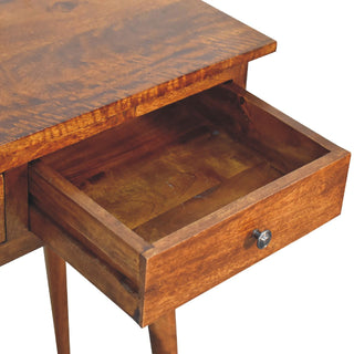 Crest Console Table with Drawers Chestnut Sustainable Mango Nordic Legs
