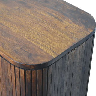 Ember Drinks Cabinet Oval Ribbed Chestnut Twin-Door Recessed Tab Pulls