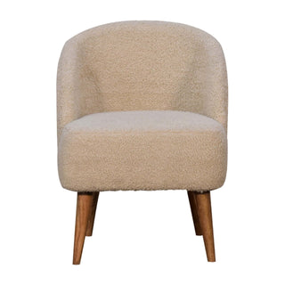 Fleur Tub Chair Cream Boucle Nordic Oak Tapered Leg