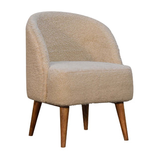 Fleur Tub Chair Cream Boucle Nordic Oak Tapered Leg