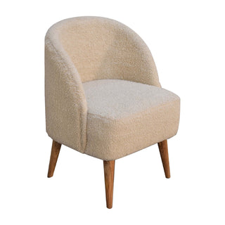 Fleur Tub Chair Cream Boucle Nordic Oak Tapered Leg