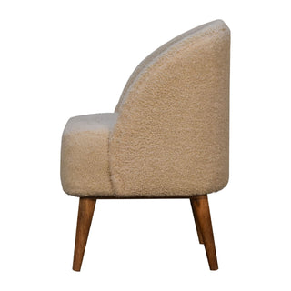 Fleur Tub Chair Cream Boucle Nordic Oak Tapered Leg