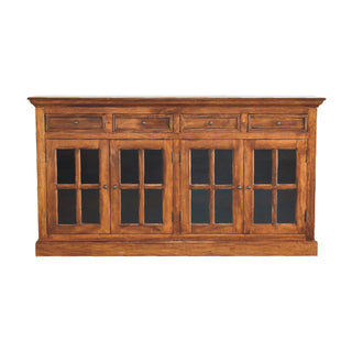 Castleford Large Sideboard with Glazed Cabinet Doors and Drawers in Chestnut Finish