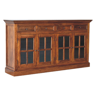 Castleford Large Sideboard with Glazed Cabinet Doors and Drawers in Chestnut Finish
