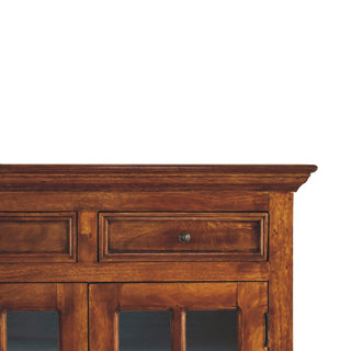 Castleford Large Sideboard with Glazed Cabinet Doors and Drawers in Chestnut Finish