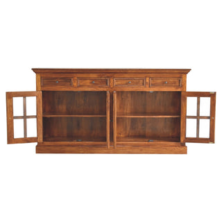 Castleford Large Sideboard with Glazed Cabinet Doors and Drawers in Chestnut Finish
