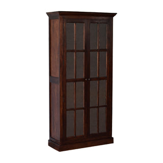 Aldric Display Cabinet Tall Glazed Glass-Pane Cherry Twin-Door