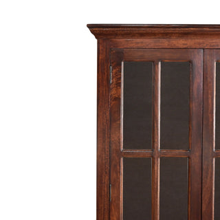 Aldric Display Cabinet Tall Glazed Glass-Pane Cherry Twin-Door