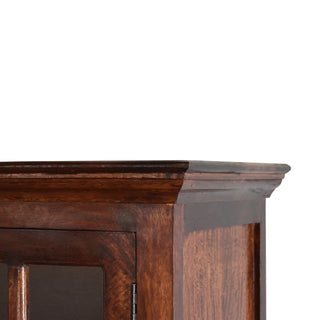 Aldric Display Cabinet Tall Glazed Glass-Pane Cherry Twin-Door