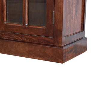 Aldric Display Cabinet Tall Glazed Glass-Pane Cherry Twin-Door