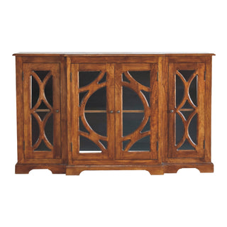 Foxbury Large Sideboard with Carved Arch Glazed Doors in Chestnut Finish