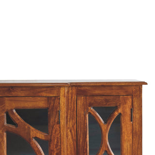 Foxbury Large Sideboard with Carved Arch Glazed Doors in Chestnut Finish