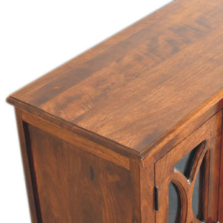 Foxbury Large Sideboard with Carved Arch Glazed Doors in Chestnut Finish