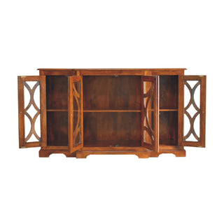 Foxbury Large Sideboard with Carved Arch Glazed Doors in Chestnut Finish