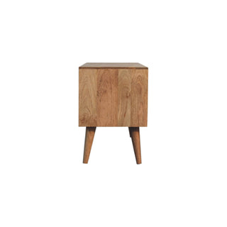 Axiom Media Unit Oak Finish 3D Cube Marquetry Doors Open Shelf