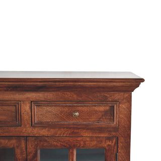 Mahon Display Cabinet Cherry Glazed Doors With Drawers Dentil Cornice Plinth