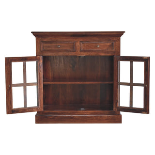 Mahon Display Cabinet Cherry Glazed Doors With Drawers Dentil Cornice Plinth