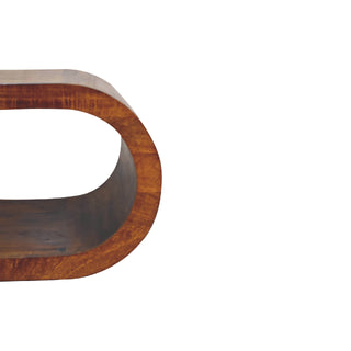 Hoop Coffee Table Solid Mango Wood Open Oval Ring Floor Level Chestnut
