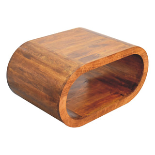 Hoop Coffee Table Solid Mango Wood Open Oval Ring Floor Level Chestnut