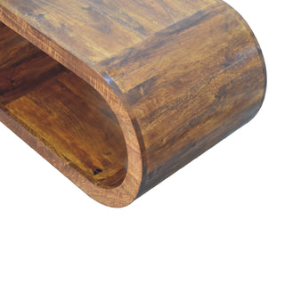 Hoop Coffee Table Solid Mango Wood Open Oval Ring Floor Level Chestnut