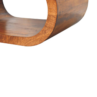 Hoop Coffee Table Solid Mango Wood Open Oval Ring Floor Level Chestnut