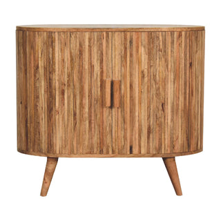 Idris Drinks Cabinet Oval Ribbed Twin-Door With Drawers Rustic Mango