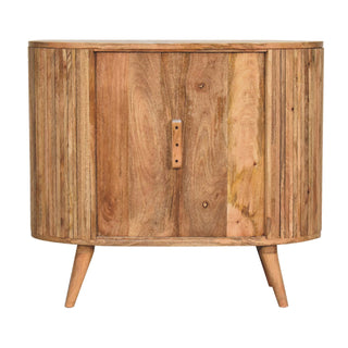 Idris Drinks Cabinet Oval Ribbed Twin-Door With Drawers Rustic Mango