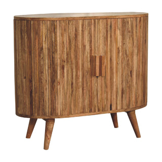 Idris Drinks Cabinet Oval Ribbed Twin-Door With Drawers Rustic Mango