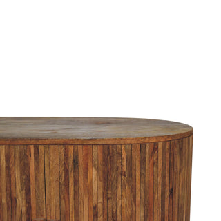Idris Drinks Cabinet Oval Ribbed Twin-Door With Drawers Rustic Mango
