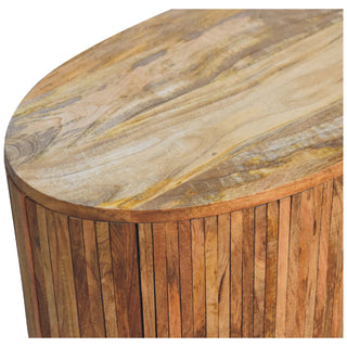 Idris Drinks Cabinet Oval Ribbed Twin-Door With Drawers Rustic Mango