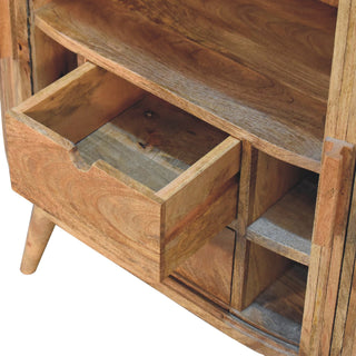 Idris Drinks Cabinet Oval Ribbed Twin-Door With Drawers Rustic Mango