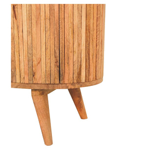 Idris Drinks Cabinet Oval Ribbed Twin-Door With Drawers Rustic Mango