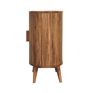 Idris Drinks Cabinet Oval Ribbed Twin-Door With Drawers Rustic Mango