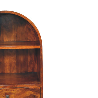 Aura Display Cabinet Arched Dome Top Open Shelves Chestnut With Drawers