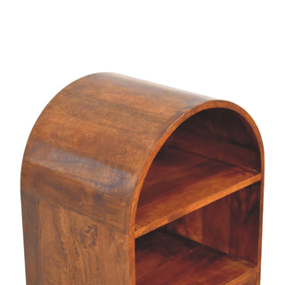 Aura Display Cabinet Arched Dome Top Open Shelves Chestnut With Drawers
