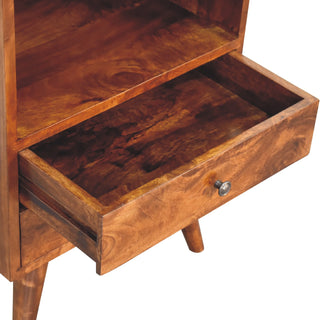 Aura Display Cabinet Arched Dome Top Open Shelves Chestnut With Drawers