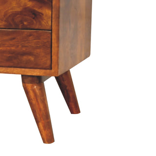 Aura Display Cabinet Arched Dome Top Open Shelves Chestnut With Drawers