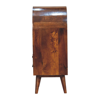 Aura Display Cabinet Arched Dome Top Open Shelves Chestnut With Drawers