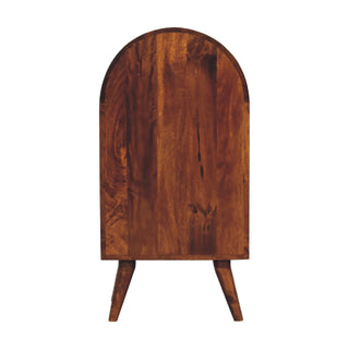 Aura Display Cabinet Arched Dome Top Open Shelves Chestnut With Drawers