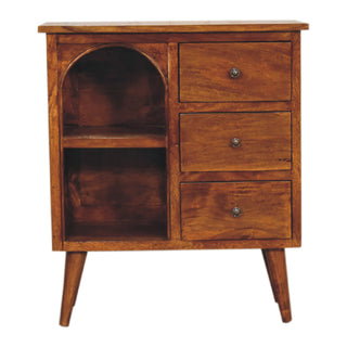 Arbor Display Cabinet Arched Open Niche Three-Drawer Chestnut Compact