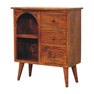 Arbor Display Cabinet Arched Open Niche Three-Drawer Chestnut Compact